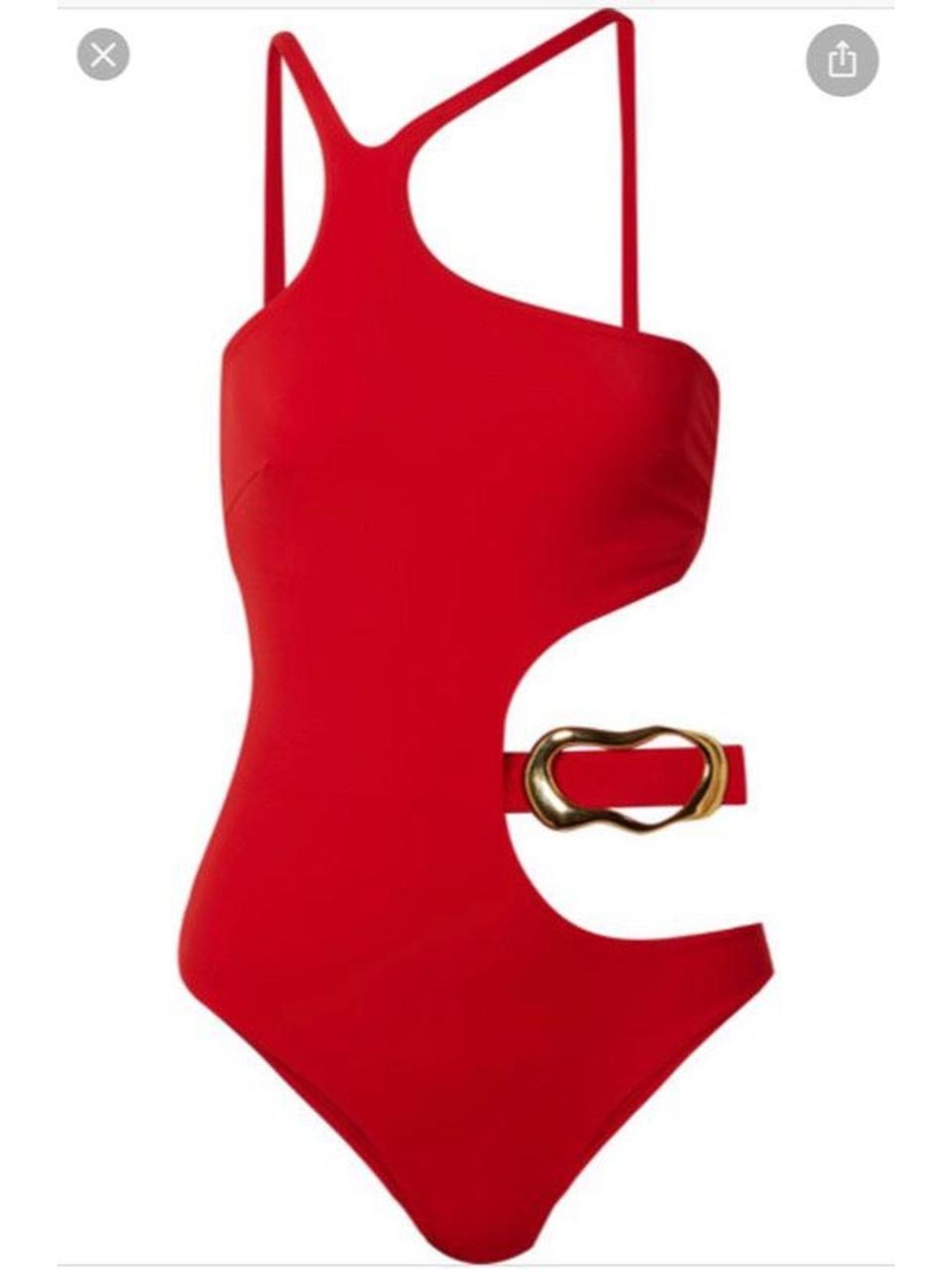 Agent Provocateur Red One-Shoulder Swimsuit with Gold Accent
